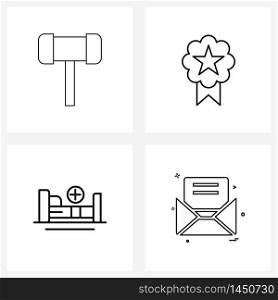 Simple Set of 4 Line Icons such as break, hospital, state, user, patient Vector Illustration