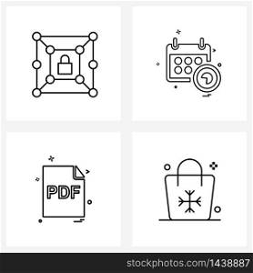 Simple Set of 4 Line Icons such as business, file, savings, menu , file type Vector Illustration