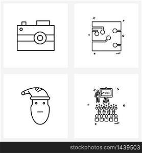 Simple Set of 4 Line Icons such as camera, festival, circuit, winters Vector Illustration