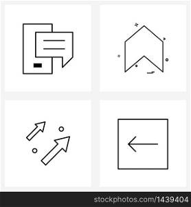 Simple Set of 4 Line Icons such as chat, diagram, arrow, up, growth Vector Illustration