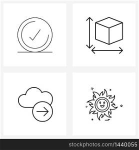 Simple Set of 4 Line Icons such as check, storage, ecommerce, geometry, arrow right Vector Illustration