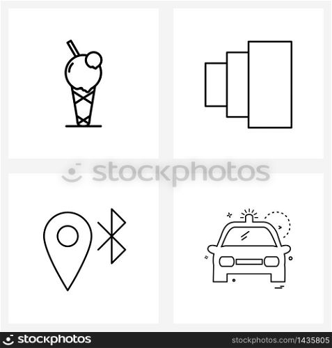 Simple Set of 4 Line Icons such as cream; location; ice; film; place Vector Illustration
