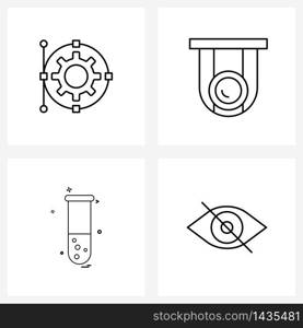 Simple Set of 4 Line Icons such as creative; medicine; page; cctv; test-tube Vector Illustration