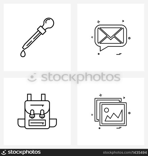 Simple Set of 4 Line Icons such as dropper; bag; beauty; sms; education Vector Illustration