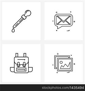 Simple Set of 4 Line Icons such as dropper; bag; beauty; sms; education Vector Illustration