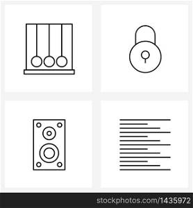 Simple Set of 4 Line Icons such as education; speaker; swing; security; align Vector Illustration