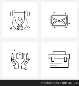Simple Set of 4 Line Icons such as fashion, shape, message, letter, bag Vector Illustration
