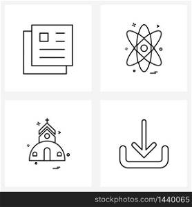 Simple Set of 4 Line Icons such as gallery, religion , text, lab, arrow Vector Illustration
