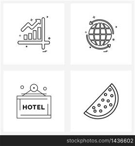 Simple Set of 4 Line Icons such as graph; sign; chart; global ; service Vector Illustration