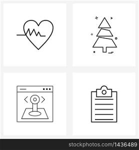 Simple Set of 4 Line Icons such as heart; development; science; Christmas celebrations; idea Vector Illustration