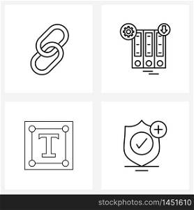 Simple Set of 4 Line Icons such as hyperlink, graphic, web link, setting, touch Vector Illustration