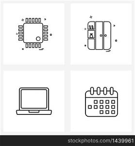 Simple Set of 4 Line Icons such as ic, electronics, locker, laptop, booking Vector Illustration