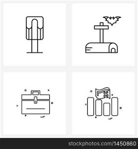 Simple Set of 4 Line Icons such as ice, money, mail box, briefcase, dollar Vector Illustration