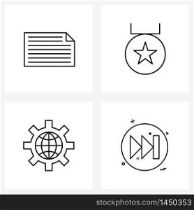 Simple Set of 4 Line Icons such as landscape, gear, medal, internet setting, arrows Vector Illustration