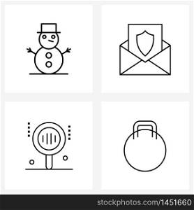 Simple Set of 4 Line Icons such as man, grill, winter, mail, activities Vector Illustration