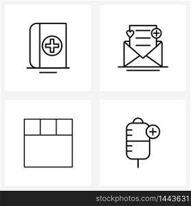 Simple Set of 4 Line Icons such as medical, grid, hospital, medical, stacked Vector Illustration