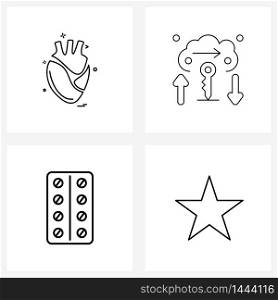 Simple Set of 4 Line Icons such as medical, medical, medical, web, healthcare Vector Illustration