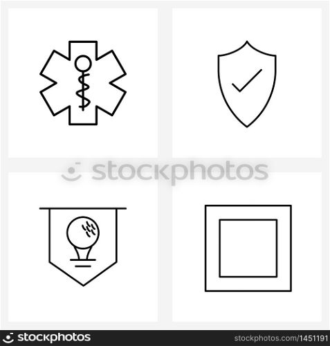 Simple Set of 4 Line Icons such as medical, sport, hospital, tick, item Vector Illustration