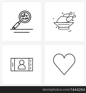 Simple Set of 4 Line Icons such as medical, user, medicine, chicken, favorite Vector Illustration