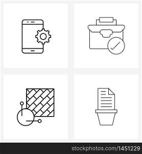 Simple Set of 4 Line Icons such as mobile app, outdoor, business, solutions, sport Vector Illustration