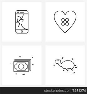 Simple Set of 4 Line Icons such as mobile, dollar, green, love, money Vector Illustration