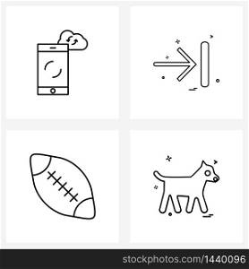 Simple Set of 4 Line Icons such as mobile, game, internet, pointer, sports Vector Illustration