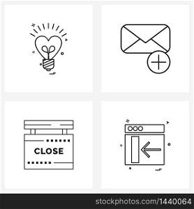 Simple Set of 4 Line Icons such as mothers day, office, mother, email, close Vector Illustration