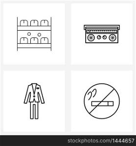Simple Set of 4 Line Icons such as package, dress, shopping, media, love Vector Illustration