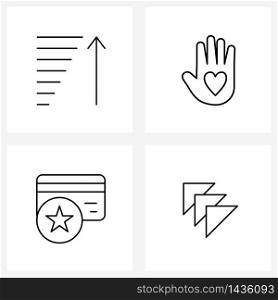 Simple Set of 4 Line Icons such as performance; credit card; charitable organization; donate; arrow Vector Illustration
