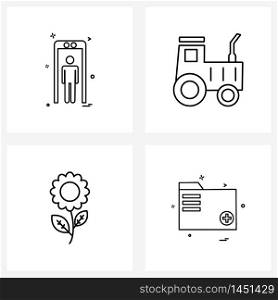 Simple Set of 4 Line Icons such as phone, nature, phone, travel, sports Vector Illustration