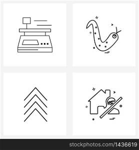 Simple Set of 4 Line Icons such as scale; button; aquatic animal; ocean; user Vector Illustration