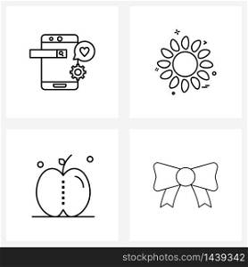 Simple Set of 4 Line Icons such as smartphone, learn, avatar, nature, school Vector Illustration