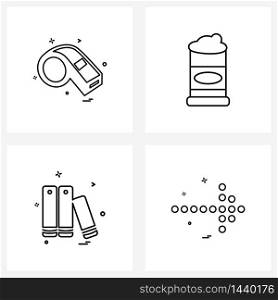 Simple Set of 4 Line Icons such as sports, studies, referee, drink, corporate Vector Illustration