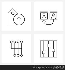 Simple Set of 4 Line Icons such as tag, car, arrow, user, manual Vector Illustration