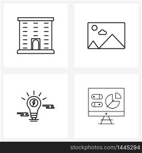 Simple Set of 4 Line Icons such as tower, current, city, png, education Vector Illustration