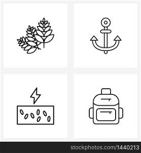 Simple Set of 4 Line Icons such as wheat, medical, anchor, ship, baggage Vector Illustration