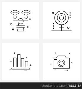 Simple Set of 4 Line Icons such as wife, chart, candy cane, sugar, camera Vector Illustration
