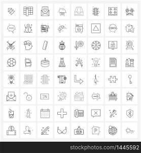 Simple Set of 64 Line Icons such as box, app, letter, food, cake Vector Illustration