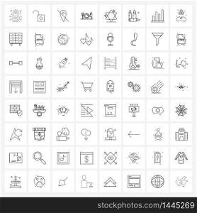 Simple Set of 64 Line Icons such as chart, bullets, plate, bullet, religion Vector Illustration