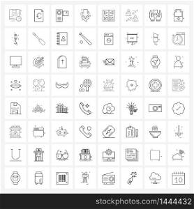Simple Set of 64 Line Icons such as close, arrows, order, direction, recording Vector Illustration