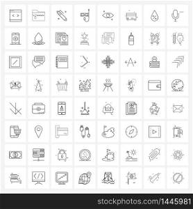 Simple Set of 64 Line Icons such as eyeball, sea, pencil, nautical, diving mask Vector Illustration