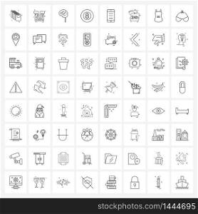 Simple Set of 64 Line Icons such as mobile, smart phone, brain, sports, snooker ball Vector Illustration