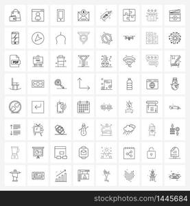 Simple Set of 64 Line Icons such as sale, tag, mobile, cash, banking envelope Vector Illustration