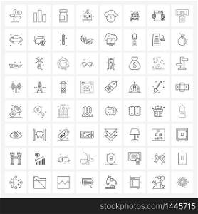 Simple Set of 64 Line Icons such as server, college, beauty, college, school Vector Illustration