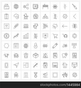 Simple Set of 64 Line Icons such as sport, volleyball, connection, volleyball net, box Vector Illustration