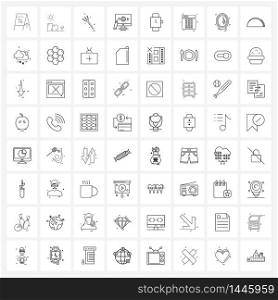 Simple Set of 64 Line Icons such as time, hand watch, trident, writing, setting Vector Illustration