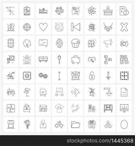 Simple Set of 64 Line Icons such as websites, web, bed, industry, camera Vector Illustration