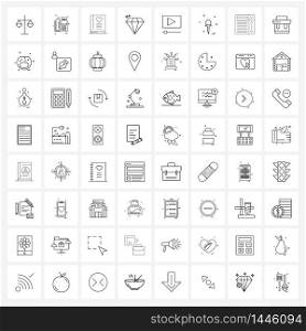 Simple Set of 64 Line Icons such as YouTube, player, book, media, jewel Vector Illustration