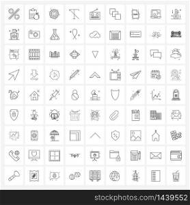 Simple Set of 81 Line Icons such as FM radio, off, apple, italic, format Vector Illustration