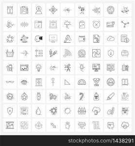 Simple Set of 81 Line Icons such as usb, communication, user, internet, supervisor Vector Illustration